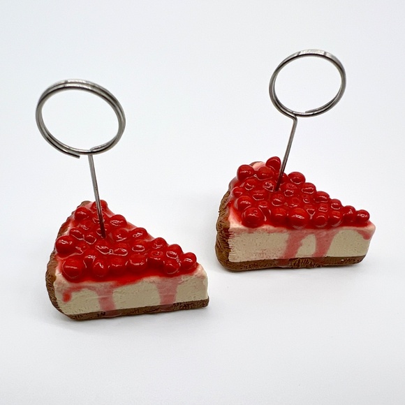 Cherry Cheesecake Place Card Holders –Set of 4 Handmade Clay Dessert Table Decor - Picture 16 of 16